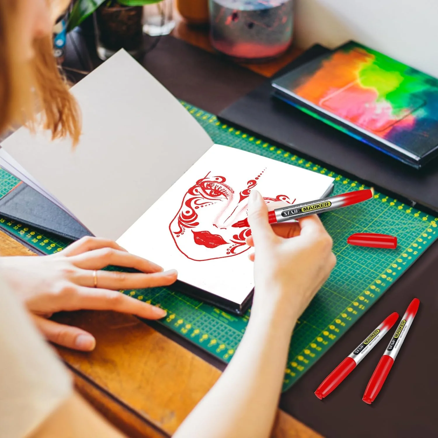 SFAIH Red Permanent Markers Bulk - 24 Pack