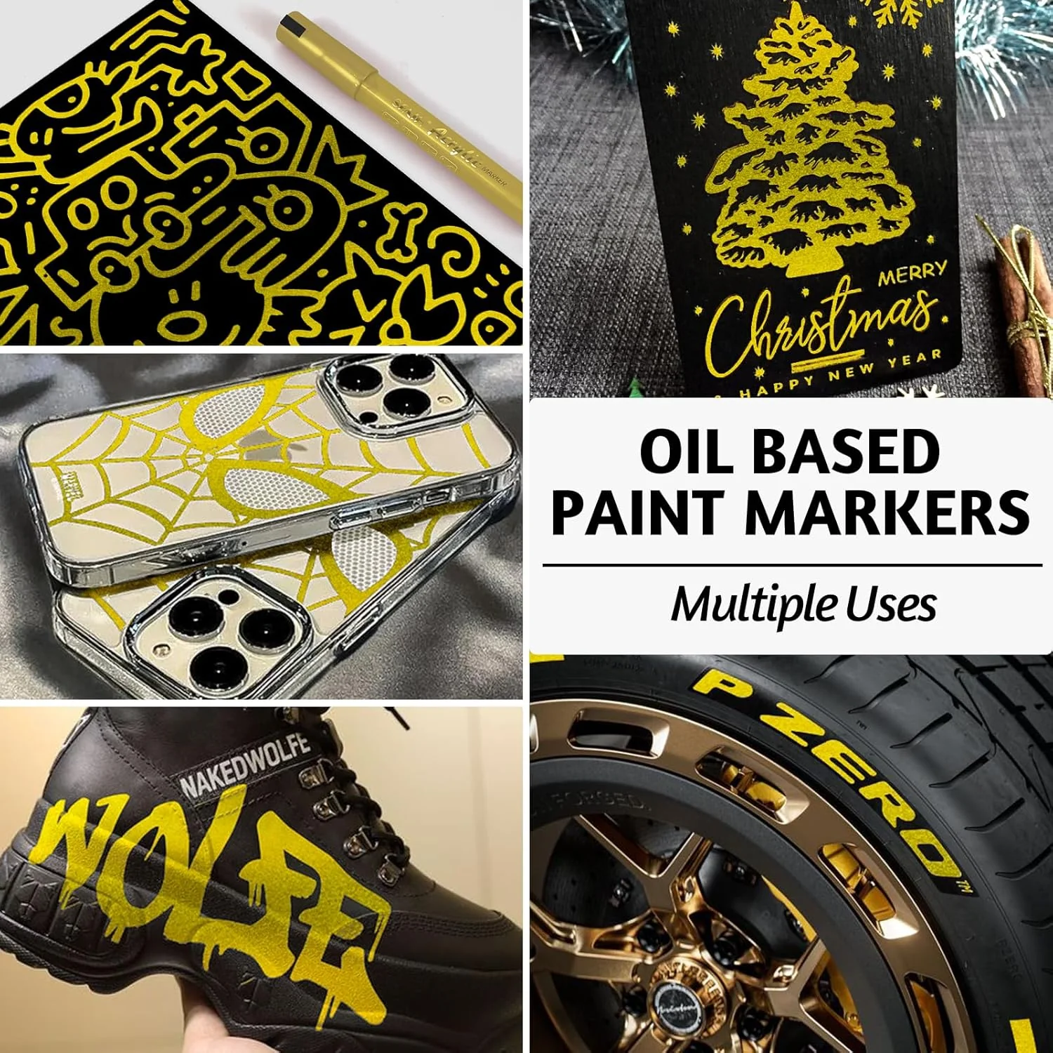 SFAIH Acrylic Gold Paint Pens - 8 Pack