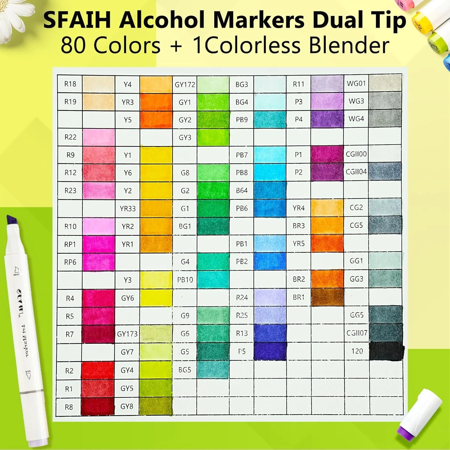 SFAIH Alcohol Markers Chisel & Fine -81 Colors
