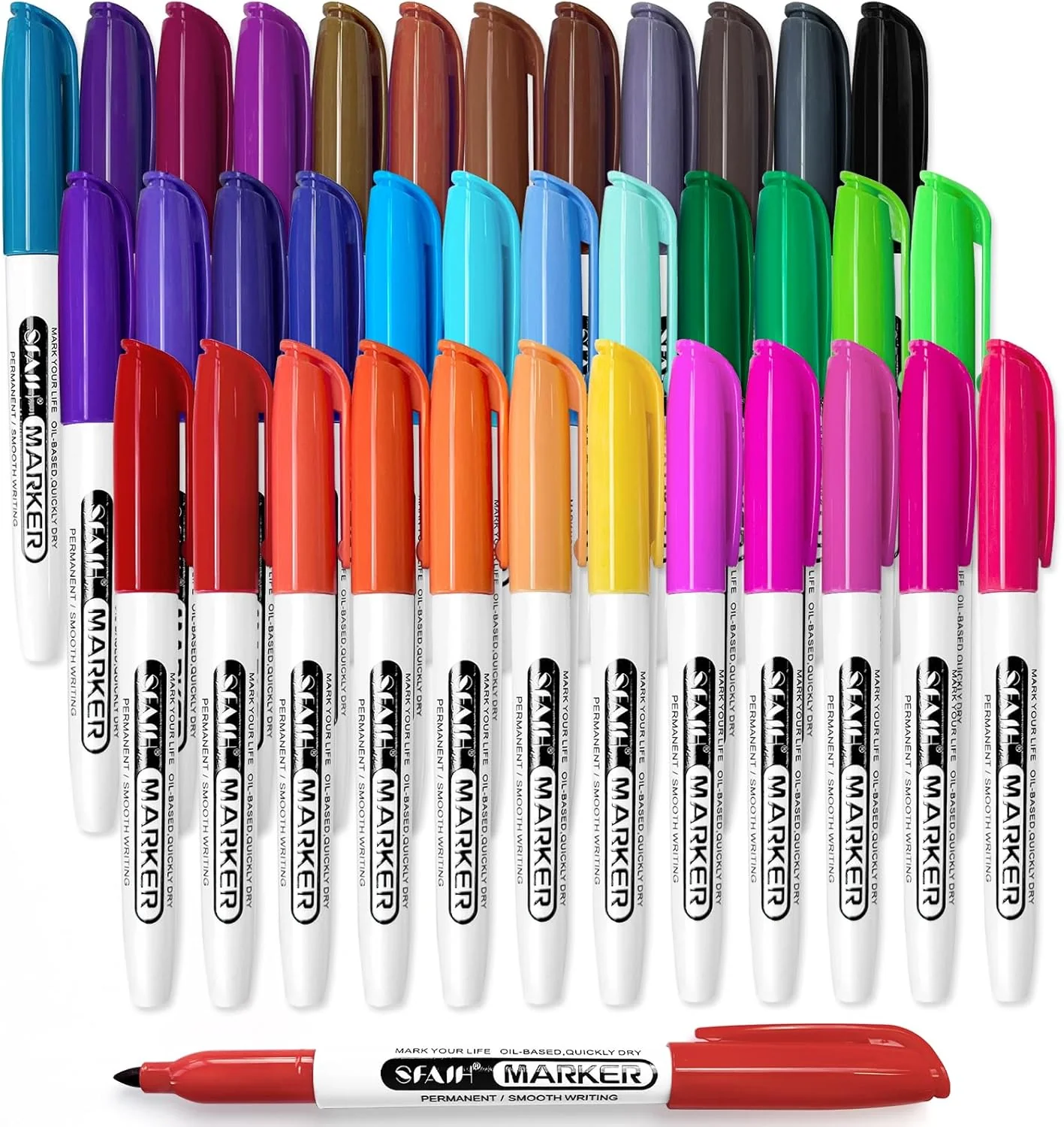 SFAIH 36 Colors Permanent Markers - Assorted Vibrant