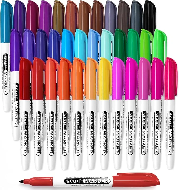 SFAIH 36 Colors Permanent Markers - Assorted Vibrant