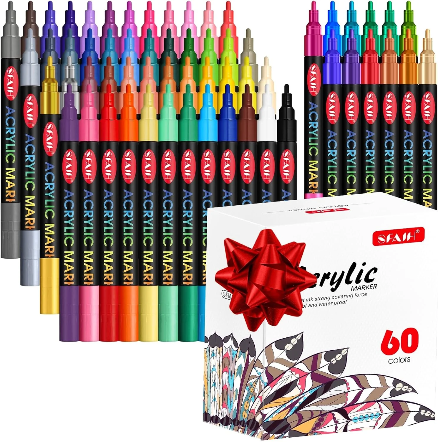 SFAIH Acrylic Creative Markers Set of 60 Vibrant