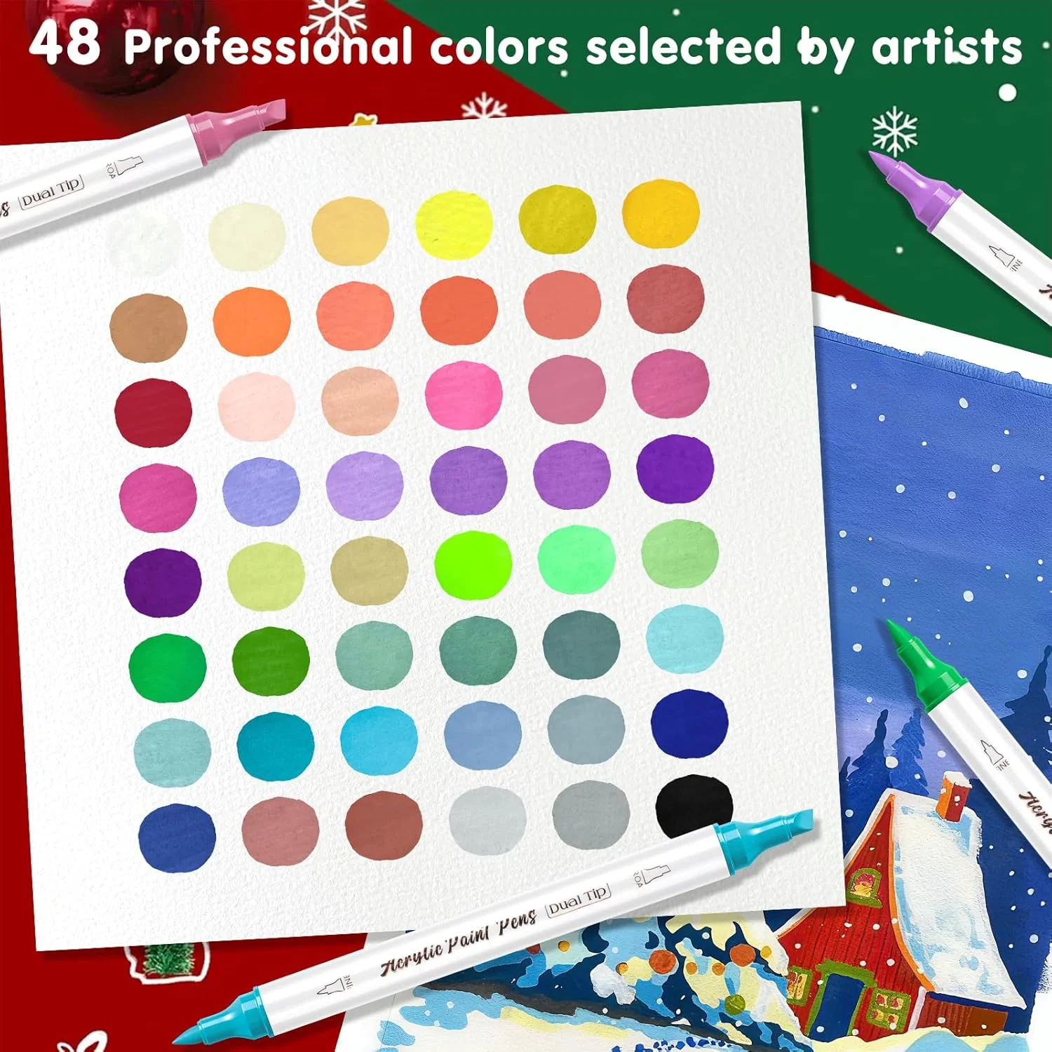 SFAIH Acrylic Paint Markers [48 Dual Tip Brush