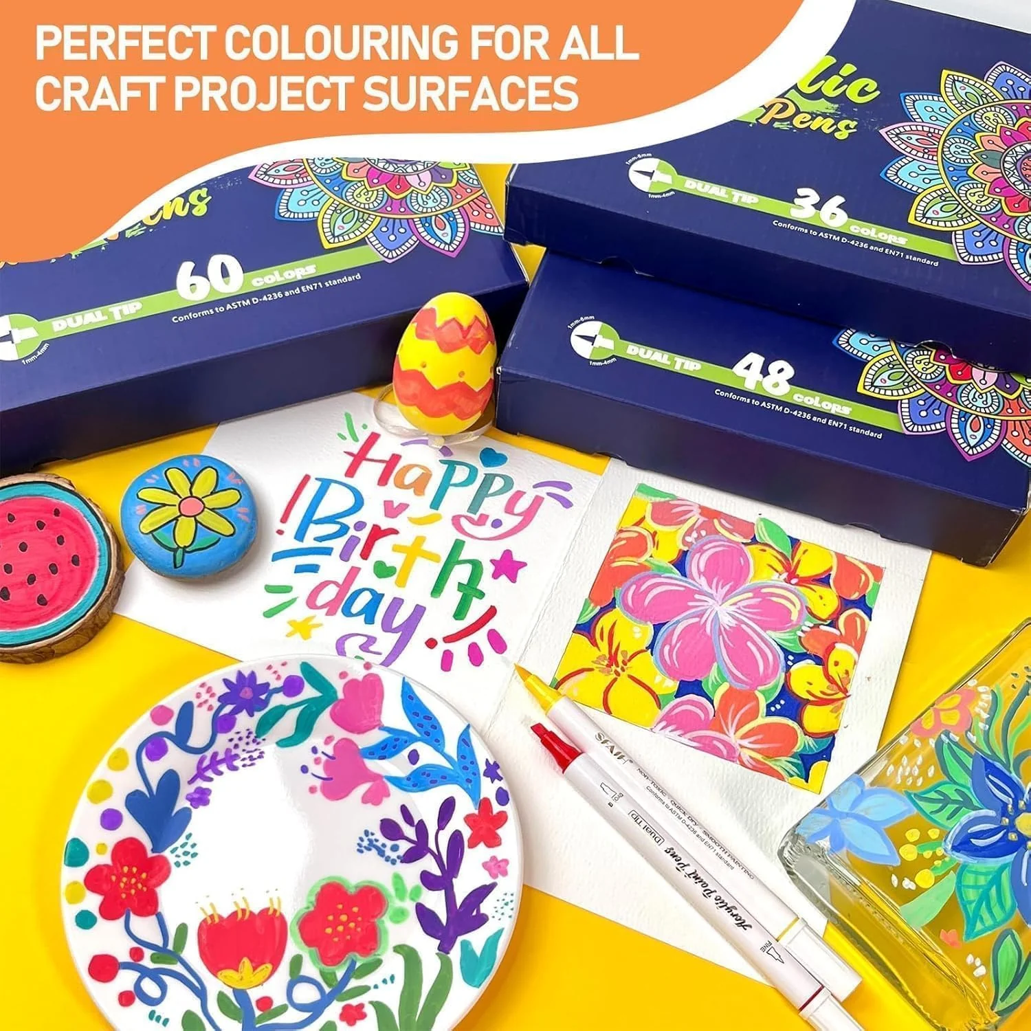 SFAIH Acrylic Paint Markers [60 Dual Tip Brush