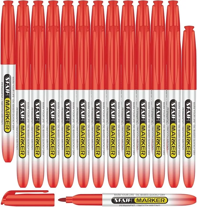 SFAIH Red Permanent Markers Bulk - 24 Pack