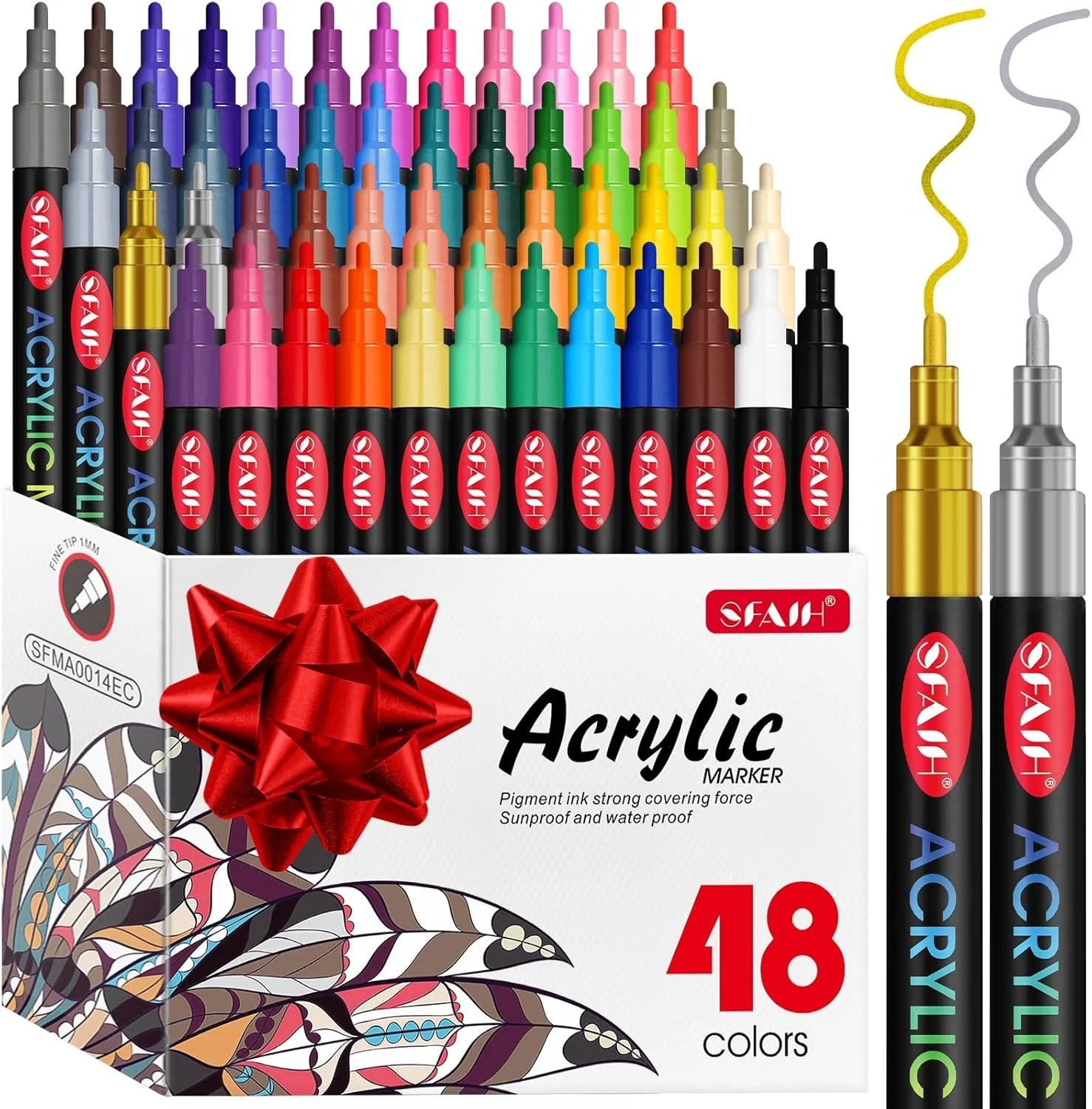 SFAIH 48 Vibrant Acrylic Paint Markers