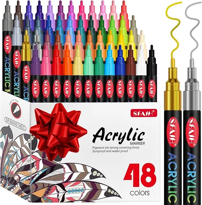 SFAIH 48 Vibrant Acrylic Paint Markers