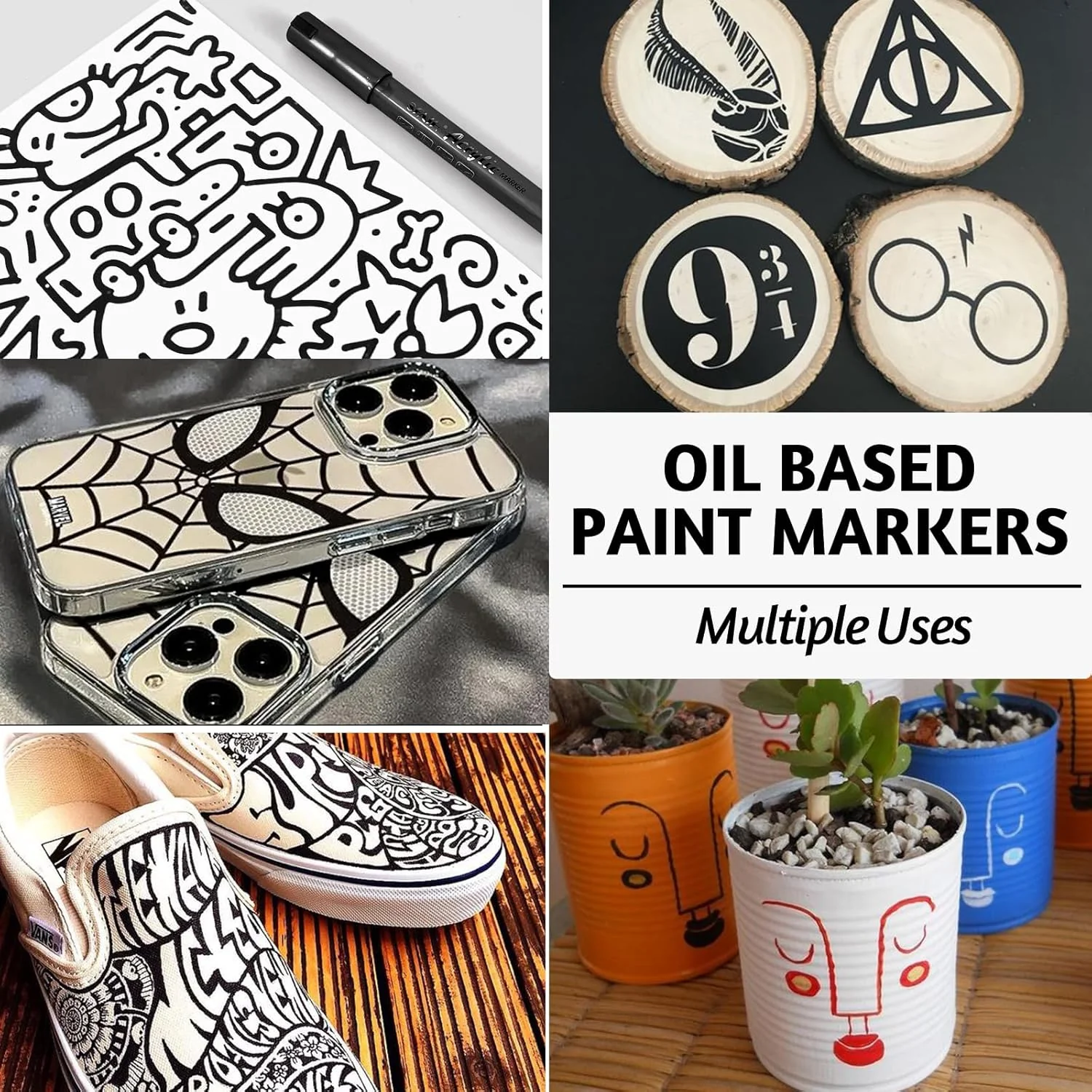 SFAIH Black Paint Markers Pens - 4 Pack