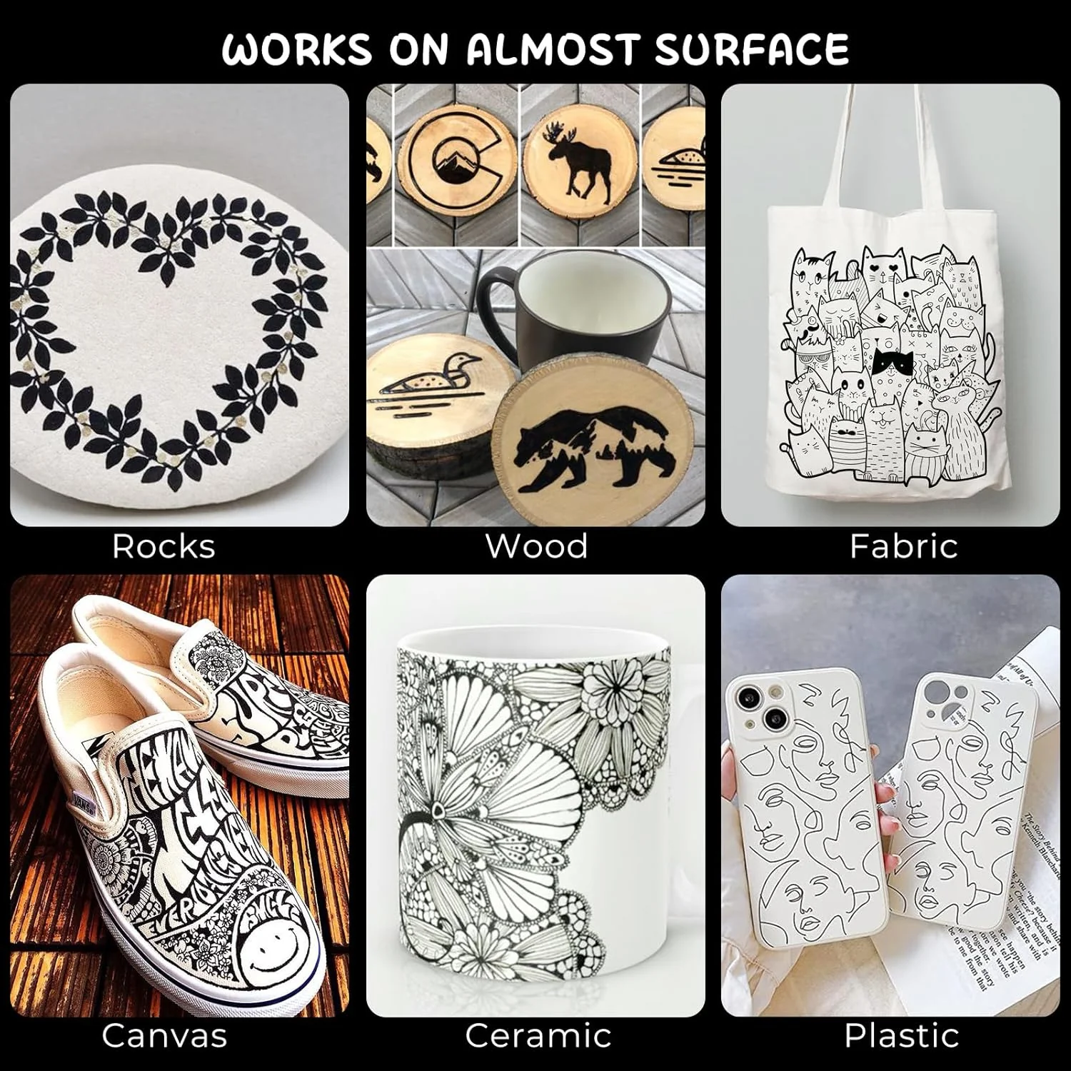 SFAIH Acrylic Black Paint Pens - 8 Pack