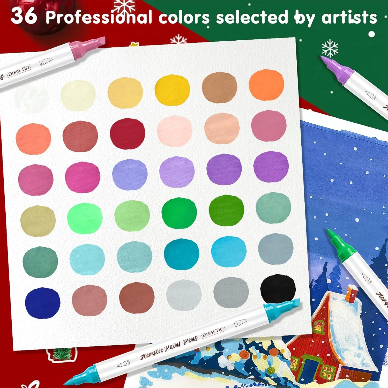 SFAIH Acrylic Paint Markers [36 Brush + Chisel]