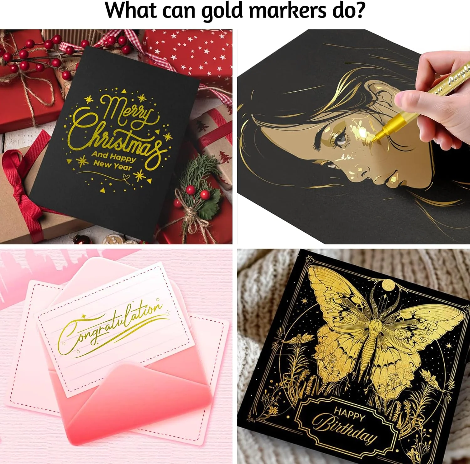 SFAIH Gold Paint Markers Pens - 4 Pack