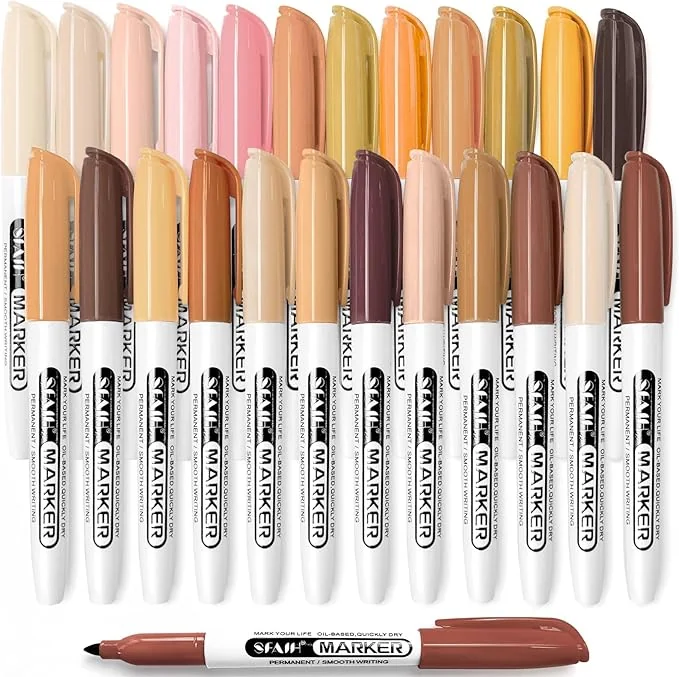 SFAIH 24 Skin Tone Permanent Markers - Assorted