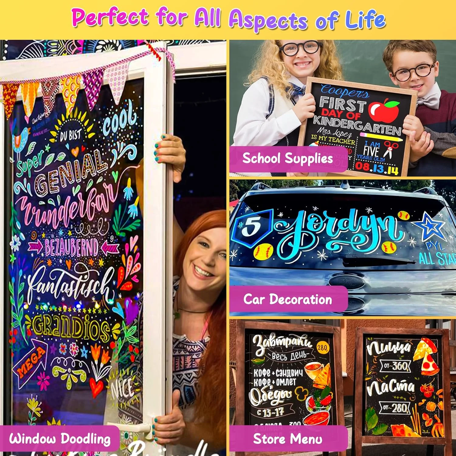 SFAIH Liquid Chalk Markers [1-Second Wet Wipe]