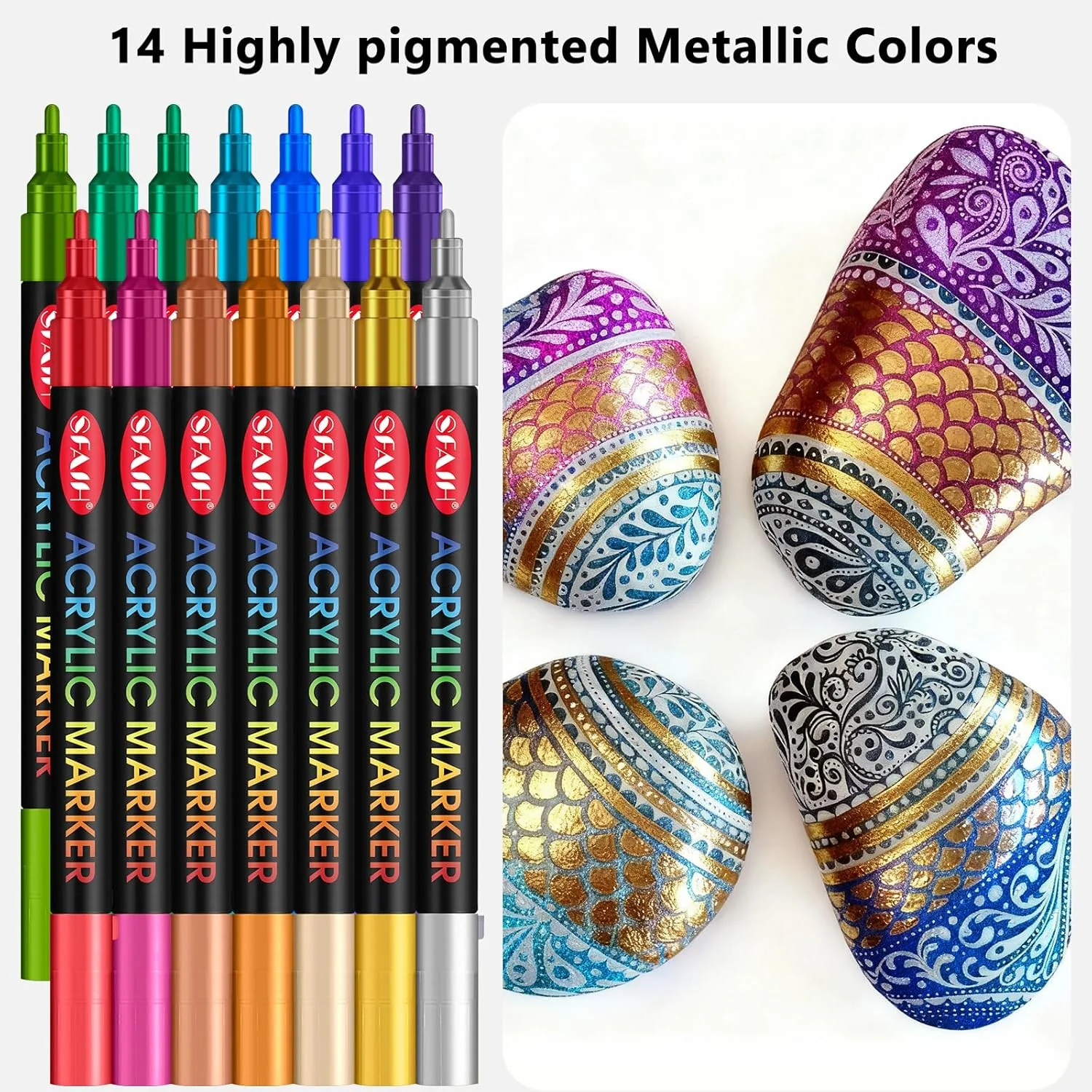 SFAIH Acrylic Creative Markers Set of 60 Vibrant