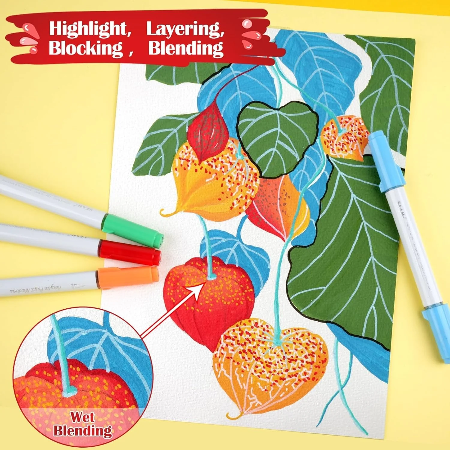 SFAIH Acrylic Paint Creative Markers, 24 Colors Dual