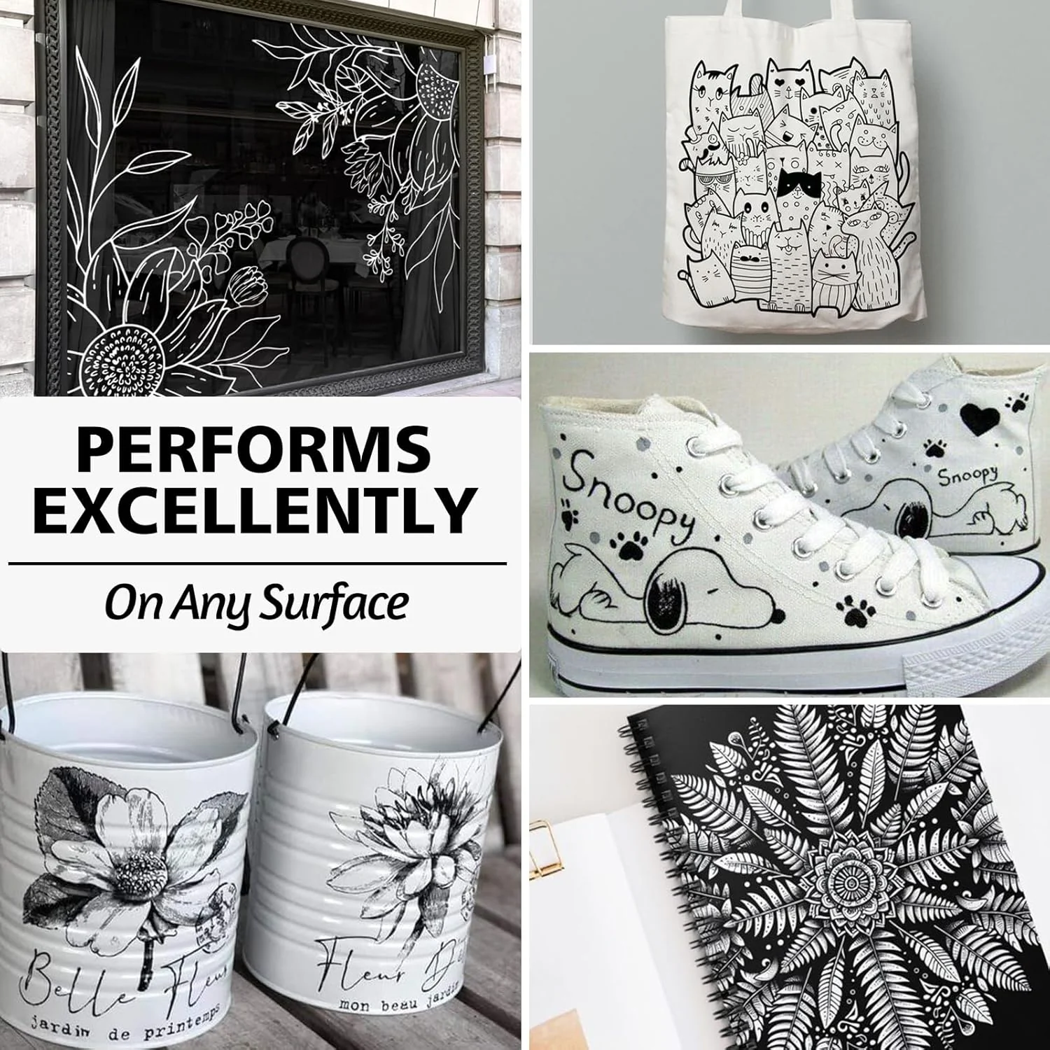 SFAIH White & Black Paint Markers Pens