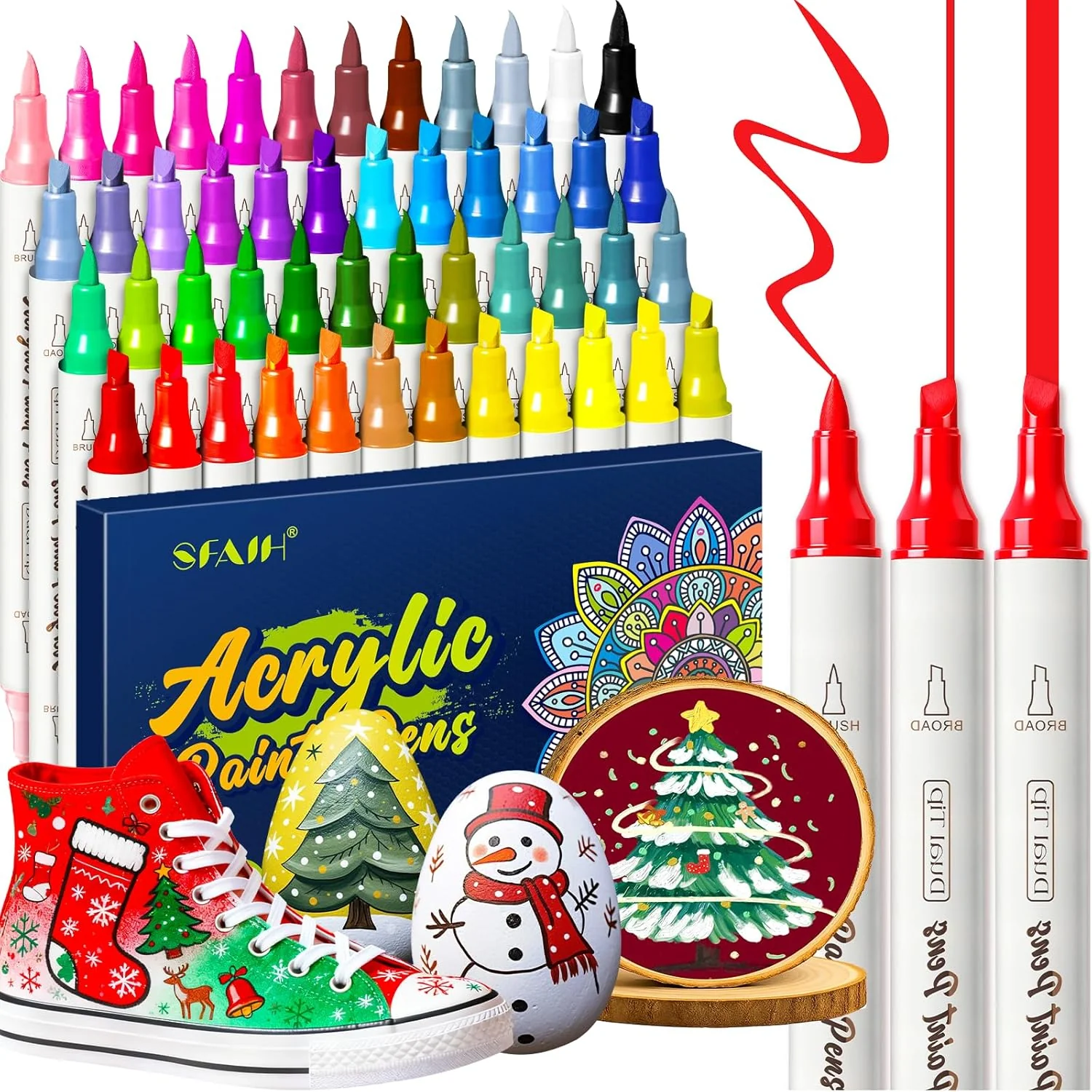 SFAIH Acrylic Paint Markers [48 Dual Tip Brush