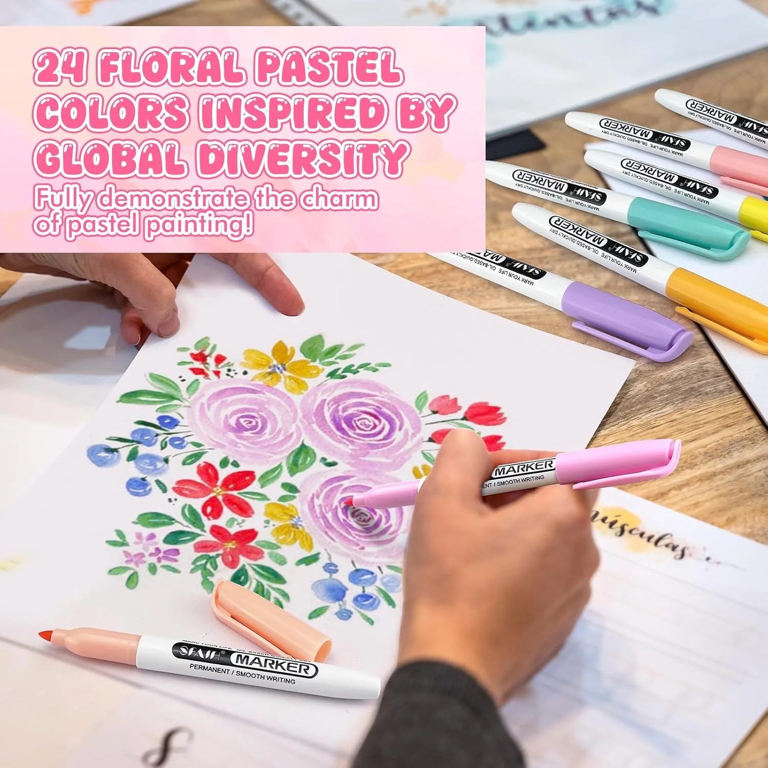 SFAIH 24 Pastel Permanent Markers - Assorted Dreamy