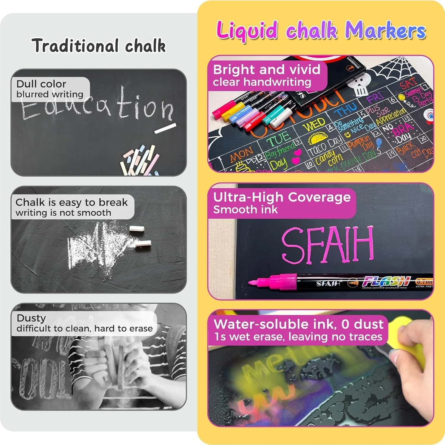 SFAIH Liquid Chalk Markers - 24 Colors 0.7-1mm
