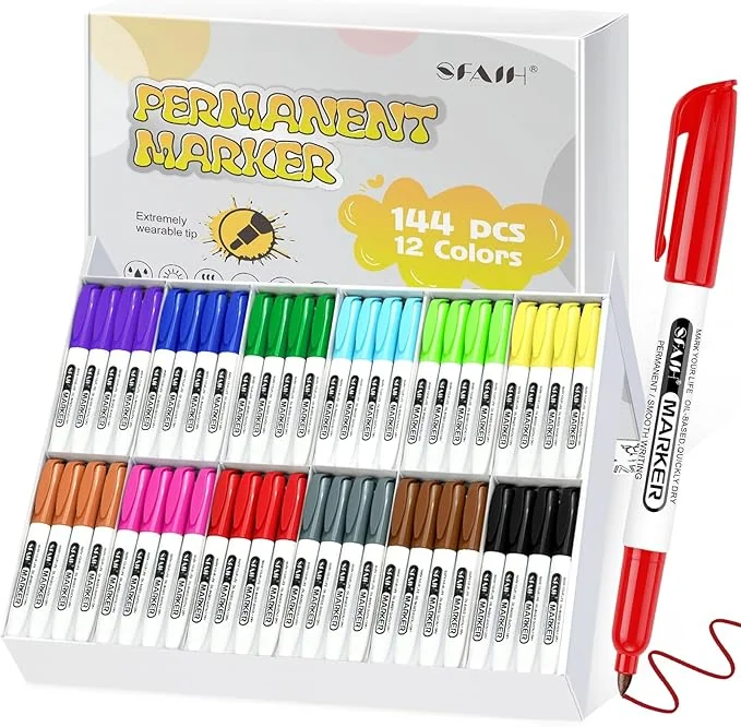SFAIH 144 Pack Permanent Markers Bulk - Classroom