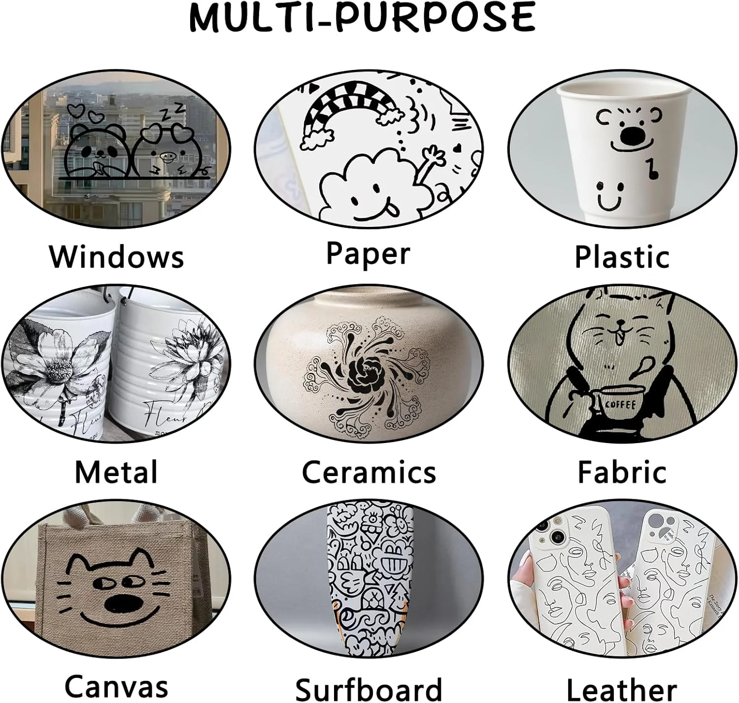 SFAIH Acrylic Black Paint Pens - 8 Pack