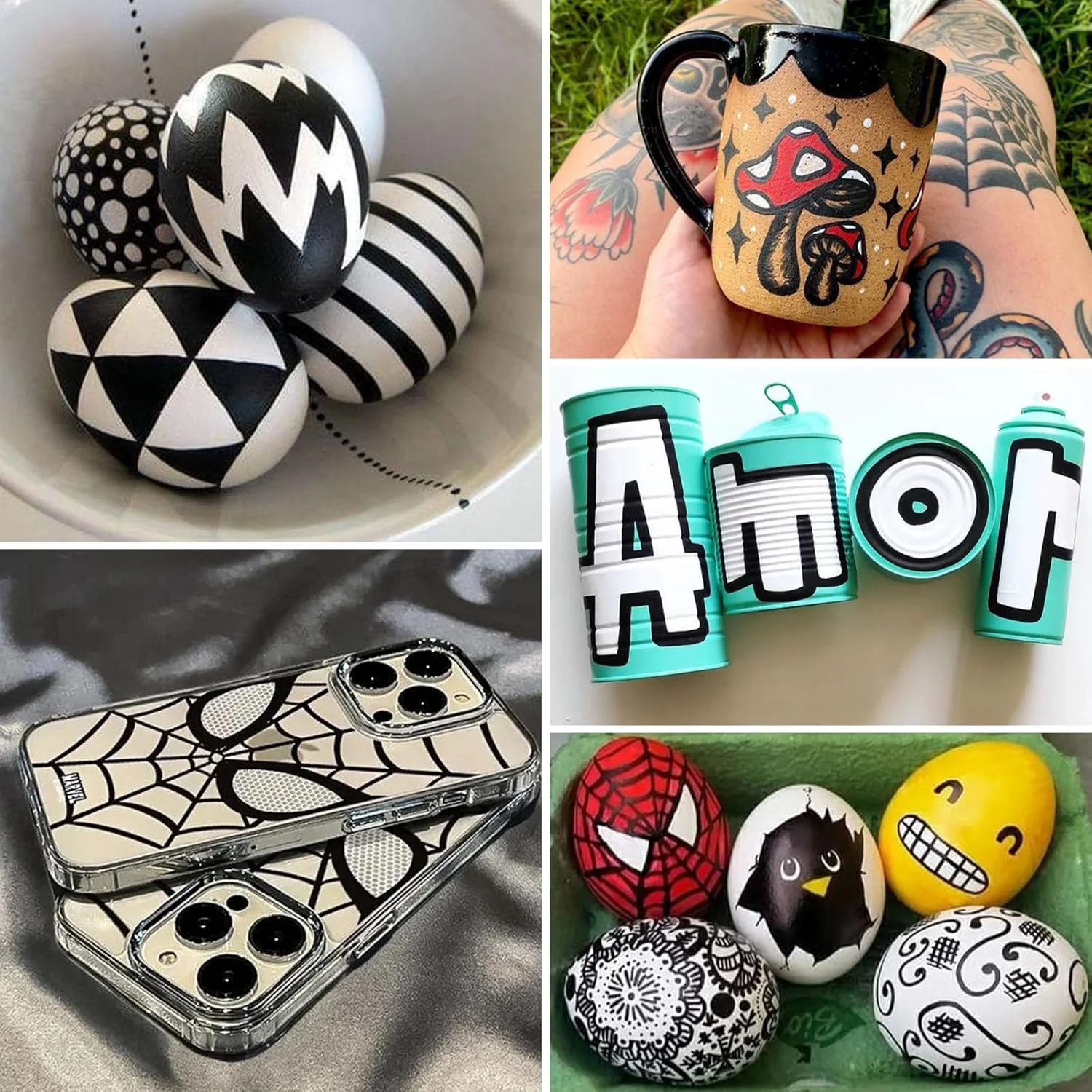 SFAIH Black & White Acrylic Paint Markers