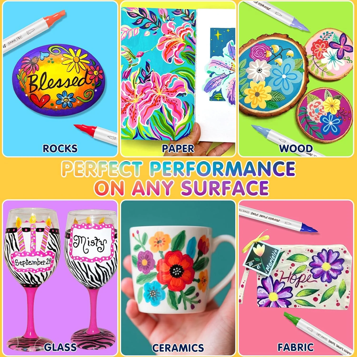 SFAIH Acrylic Paint Markers [24 Brush + Chisel]