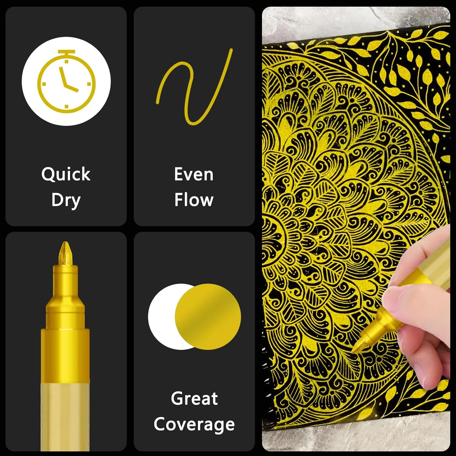 SFAIH Gold Paint Markers Pens - 4 Pack