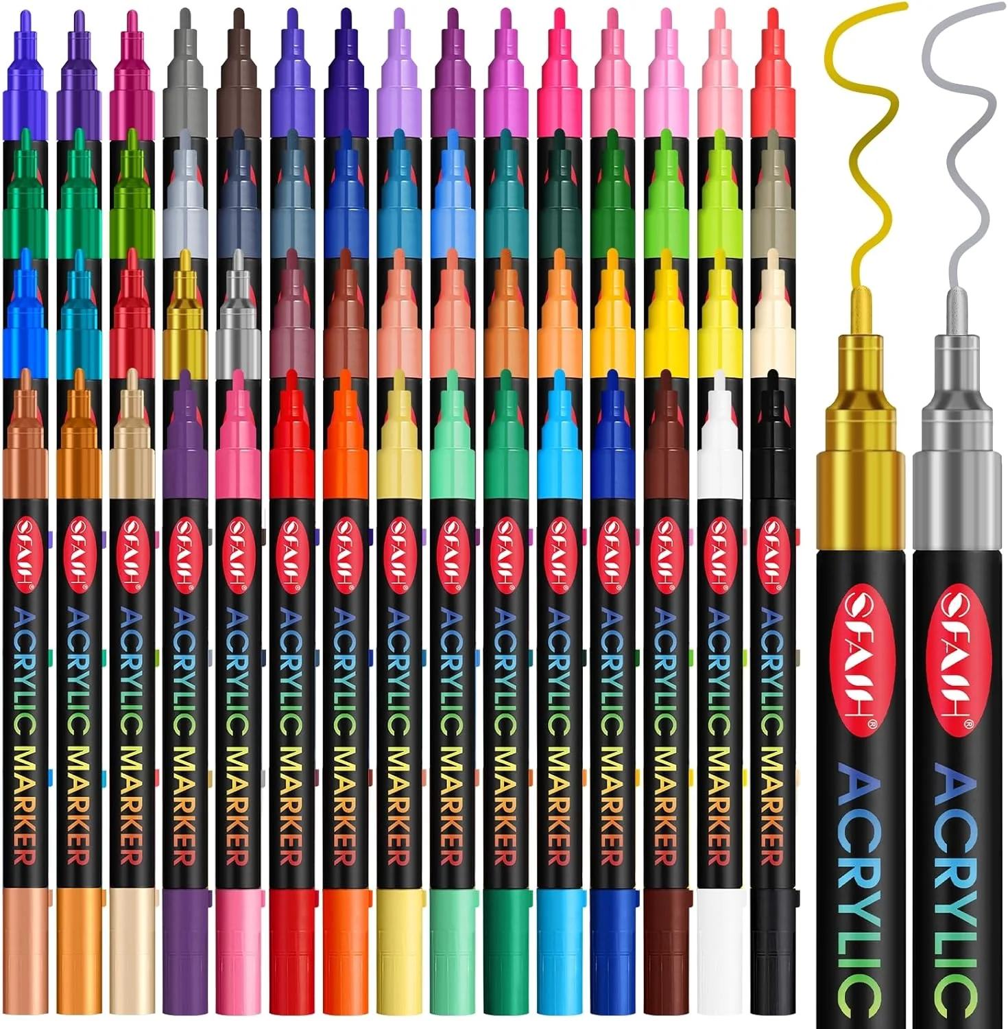 SFAIH Acrylic Creative Markers Set of 60 Vibrant