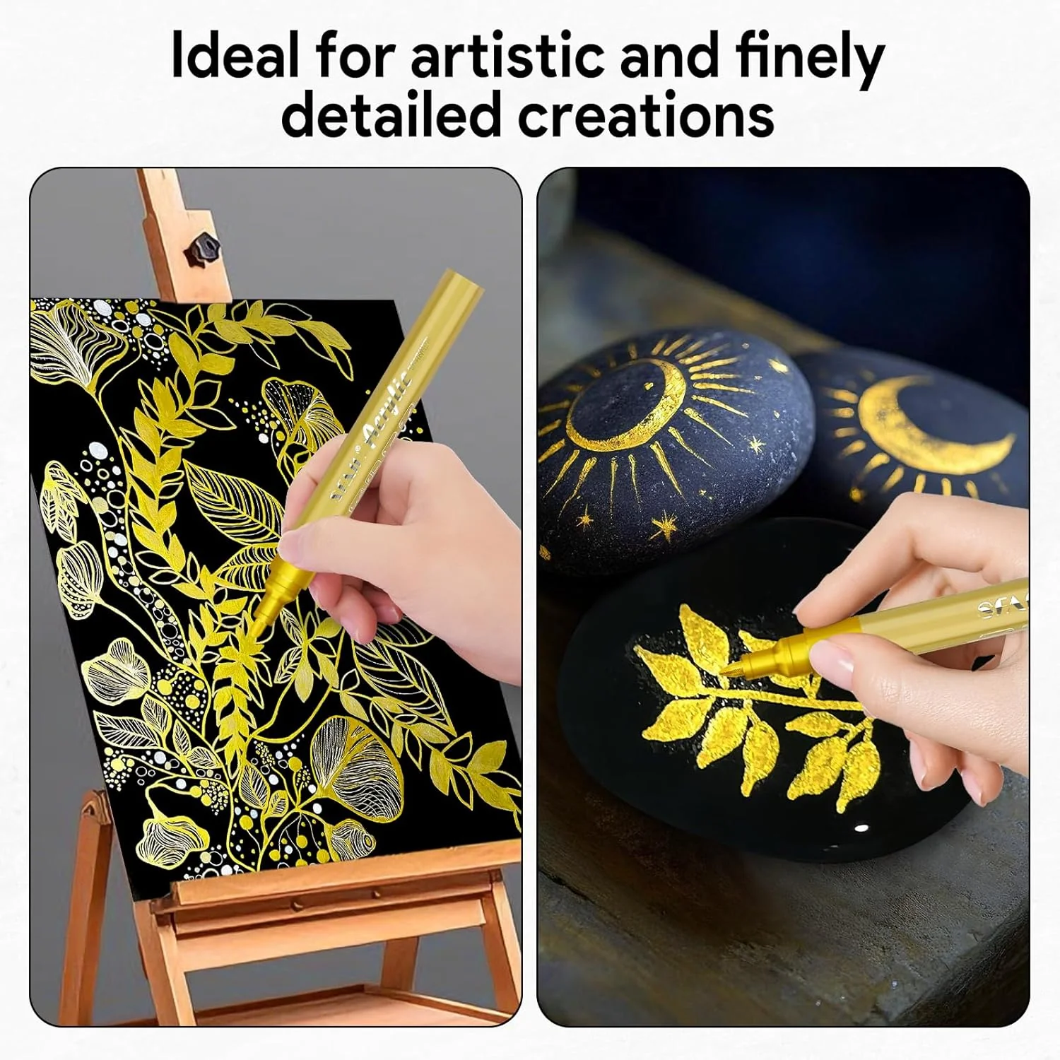 SFAIH Acrylic Gold Paint Pens - 8 Pack