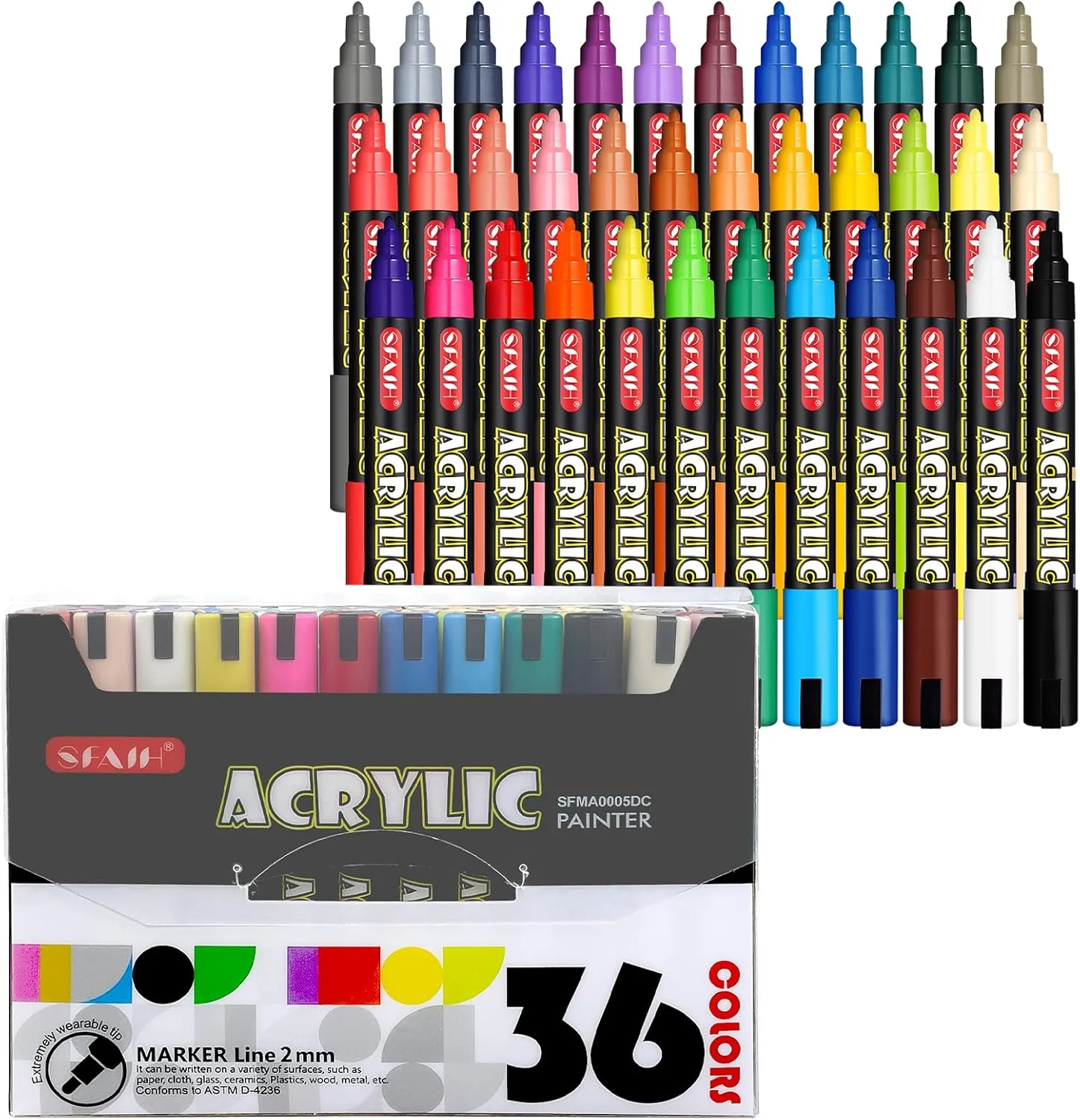 SFAIH Halloween Acrylic Creative Markers - 36 Colors
