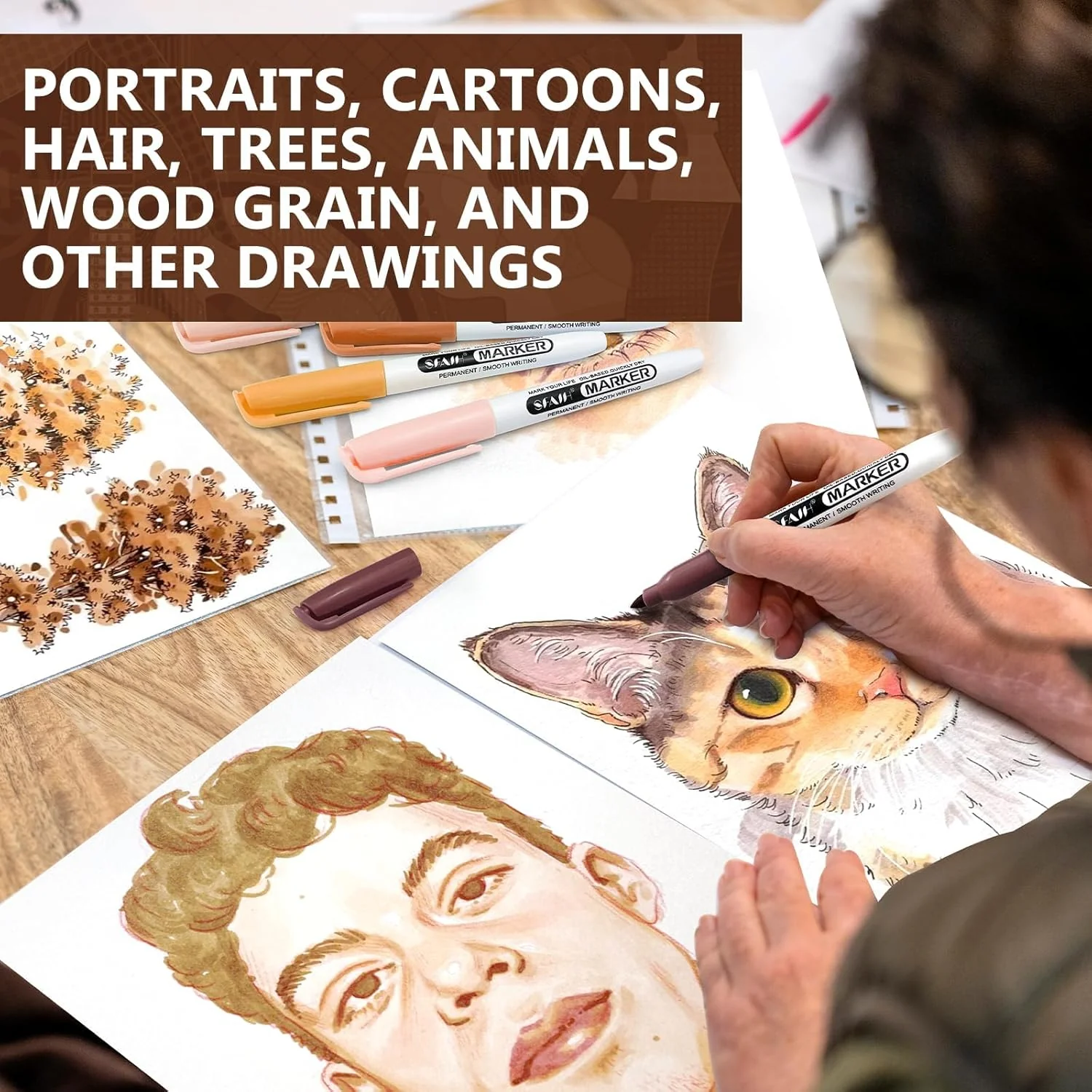SFAIH 24 Skin Tone Permanent Markers - Assorted