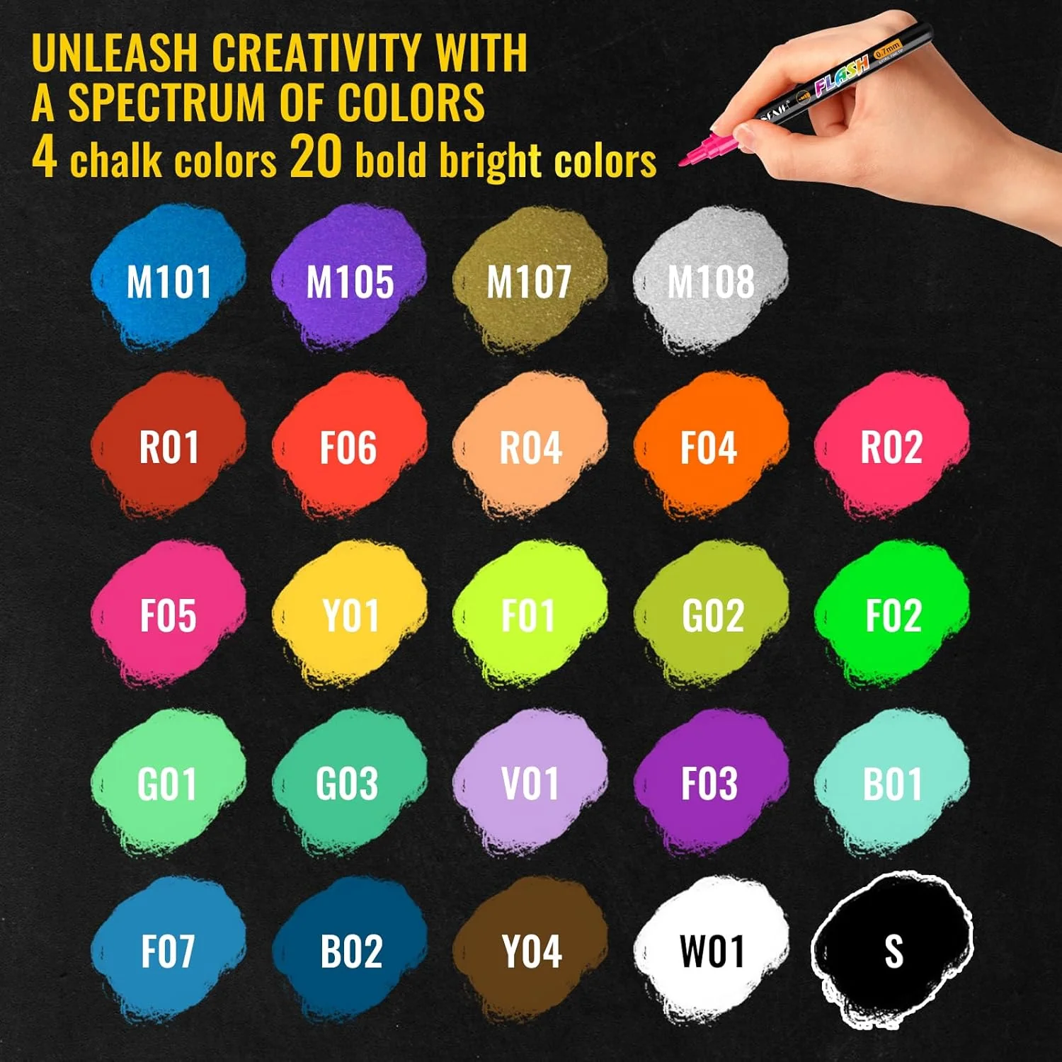 SFAIH Liquid Chalk Markers - 24 Colors 0.7-1mm