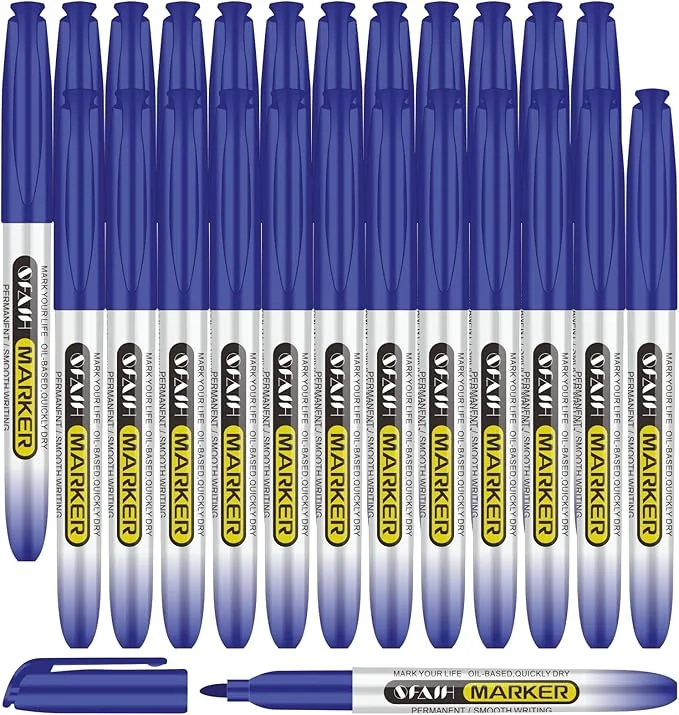 SFAIH Blue Permanent Markers Bulk - 24 Pack