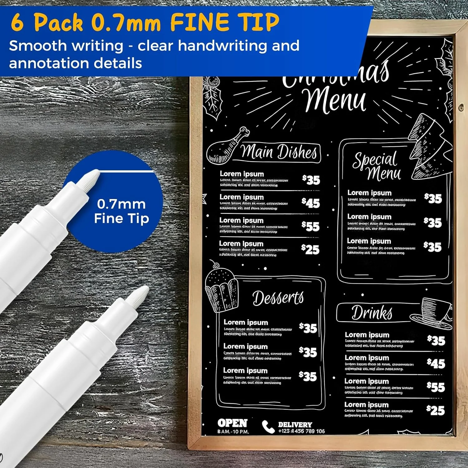 SFAIH Liquid Chalk Markers for Bhalkboard - White