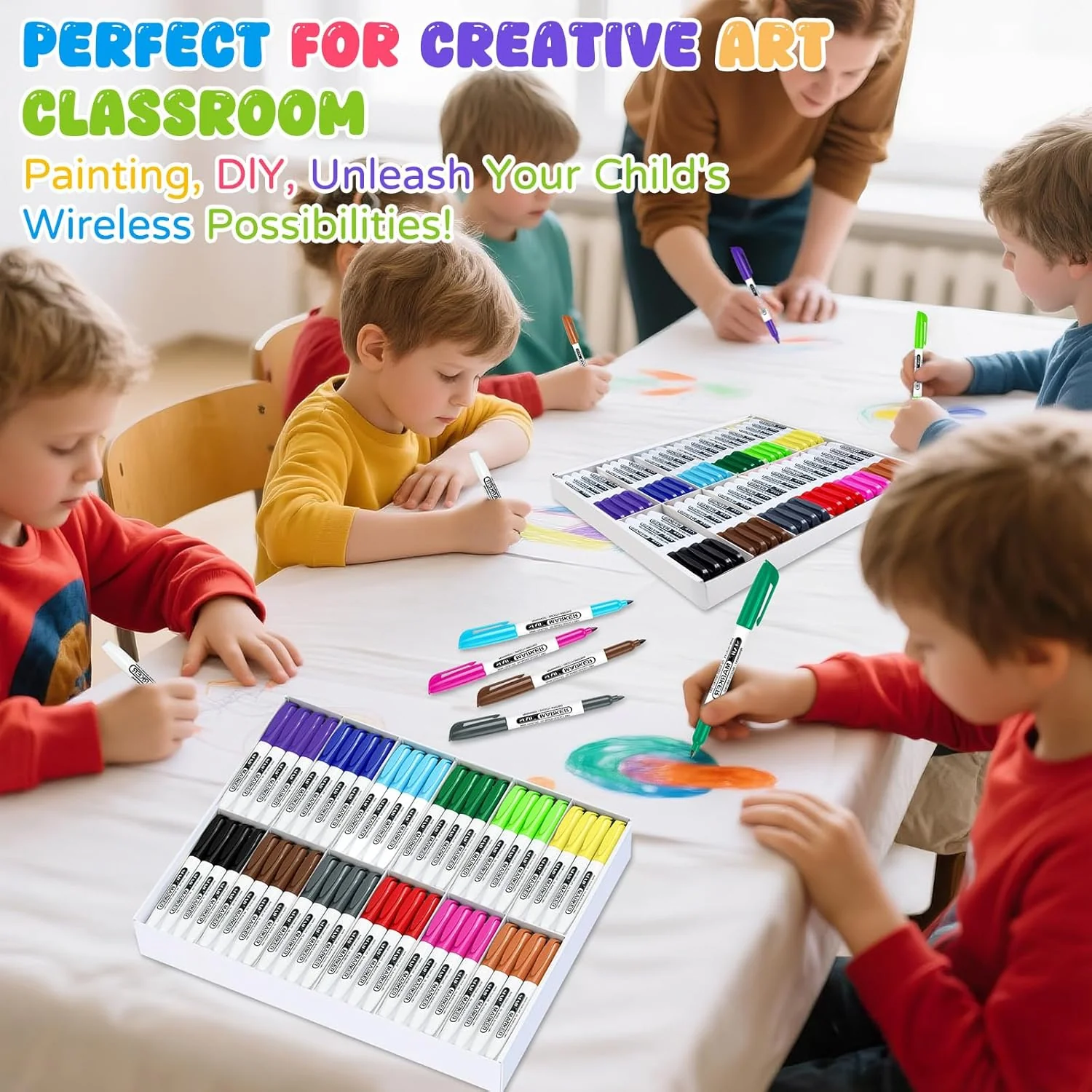 SFAIH 144 Pack Permanent Markers Bulk - Classroom