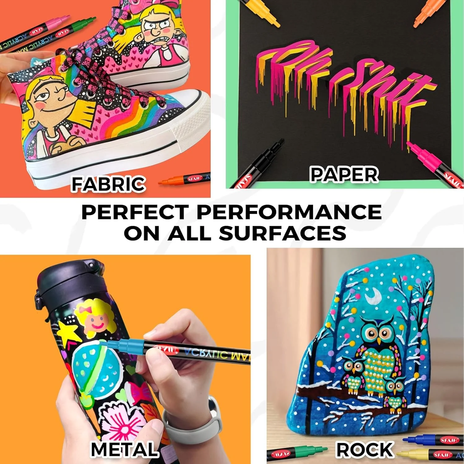 SFAIH Acrylic Creative Markers Set of 60 Vibrant