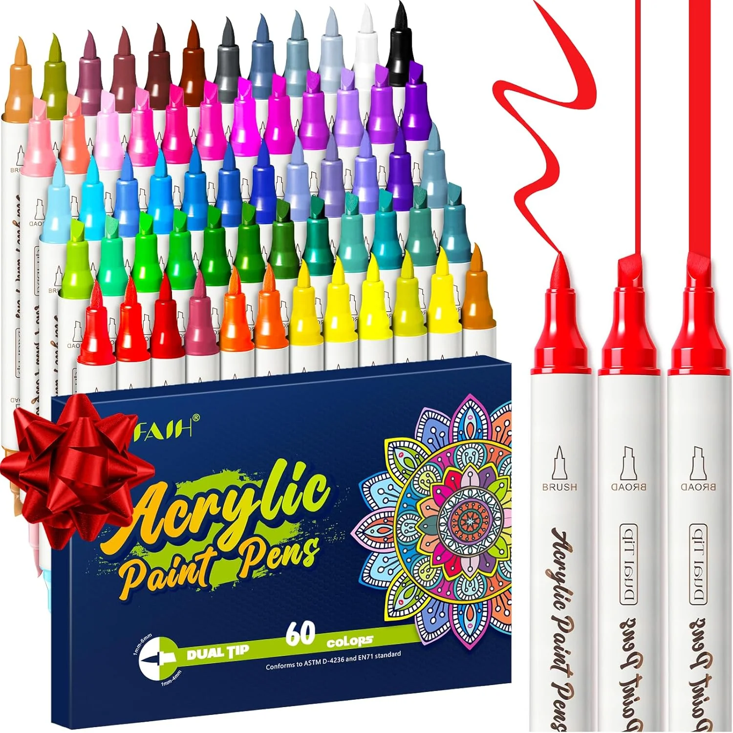 SFAIH Acrylic Paint Markers [60 Dual Tip Brush