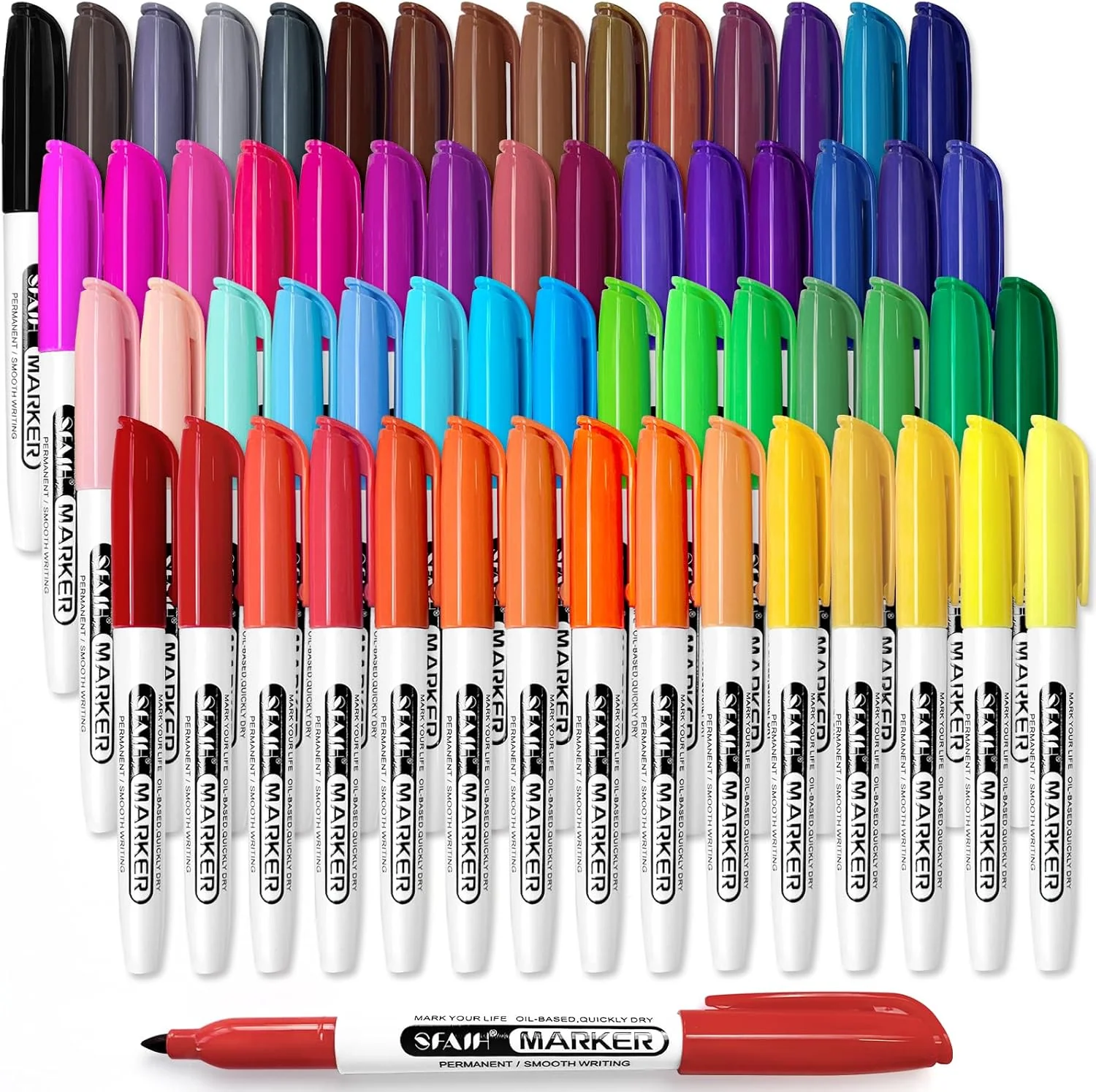 SFAIH 60 Colors Permanent Markers - Assorted Vibrant