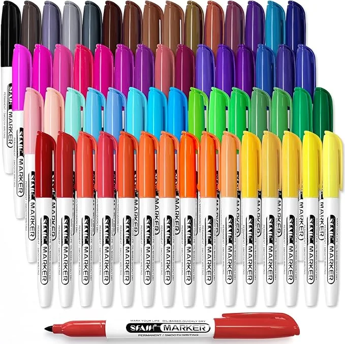 SFAIH 60 Colors Permanent Markers - Assorted Vibrant