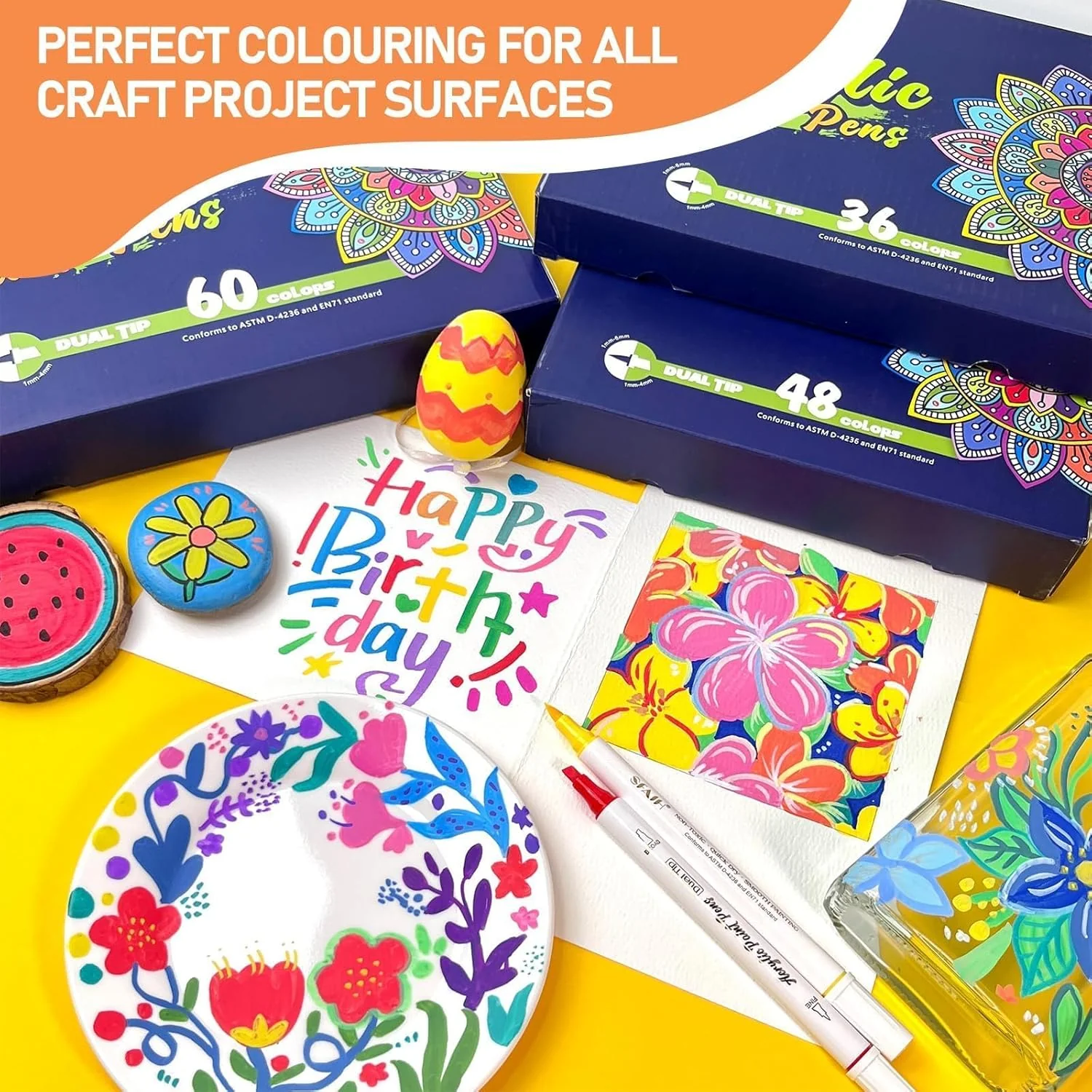 SFAIH Acrylic Paint Markers [48 Dual Tip Brush