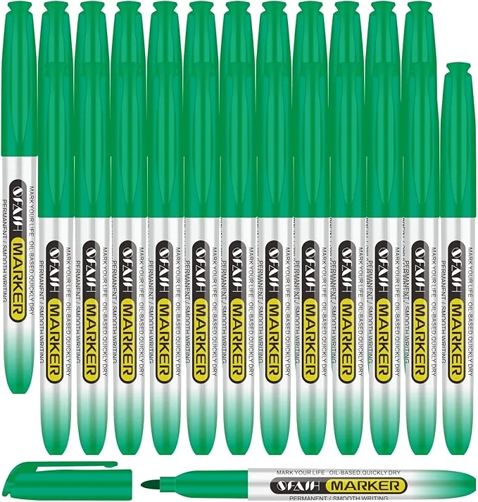SFAIH Green Permanent Markers Bulk - 24 Pack