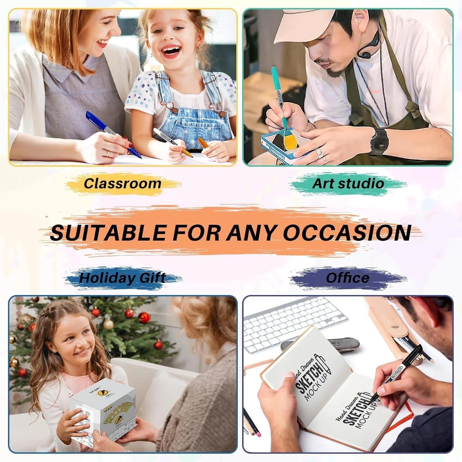 SFAIH 144 Pack Permanent Markers Bulk - Classroom