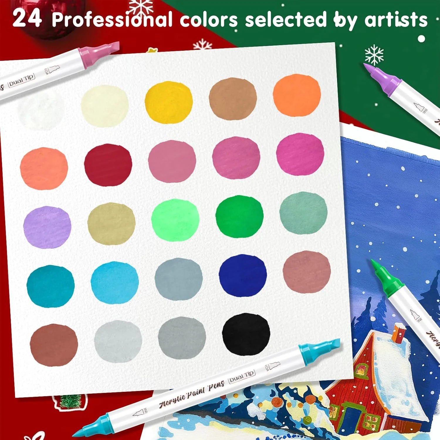 SFAIH Acrylic Paint Markers [24 Brush + Chisel]