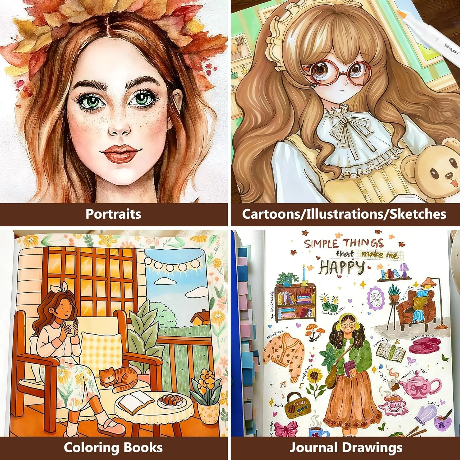 SFAIH Skin Tone Alcohol Markers Brush & Chisel