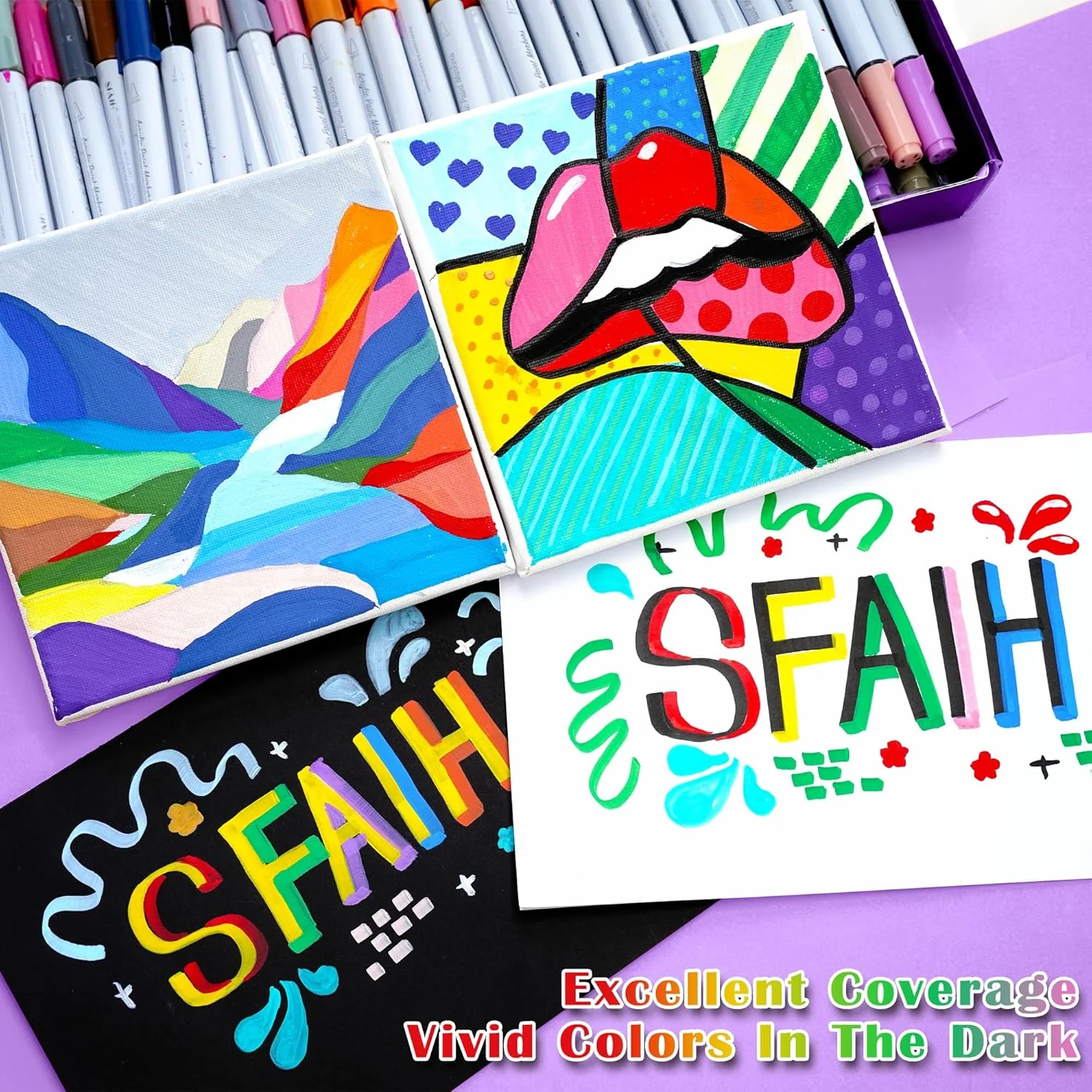 SFAIH Acrylic Paint Creative Markers, 24 Colors Dual